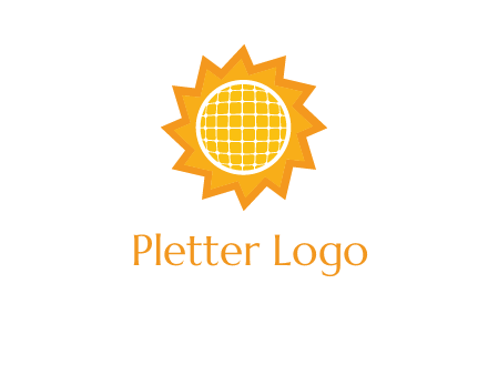 sun and solar panel logo