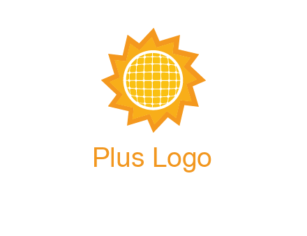 sun and solar panel logo