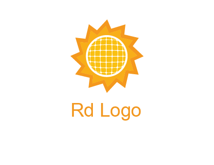 sun and solar panel logo