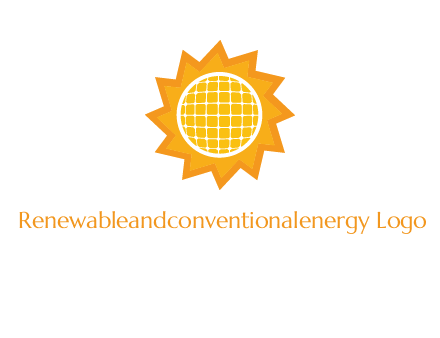 sun and solar panel logo