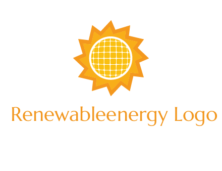 sun and solar panel logo