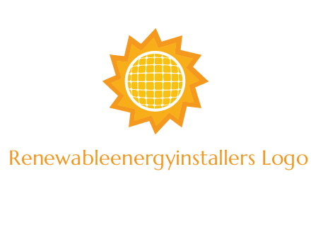 sun and solar panel logo