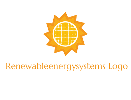 sun and solar panel logo