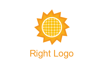sun and solar panel logo