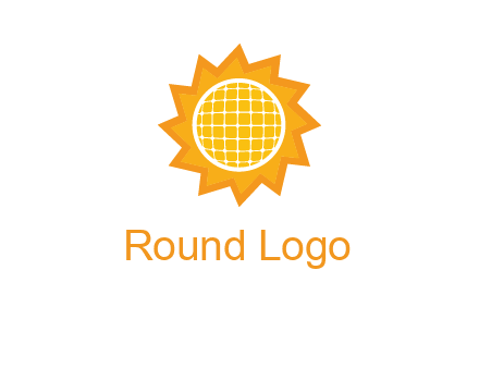 sun and solar panel logo