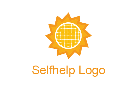 sun and solar panel logo