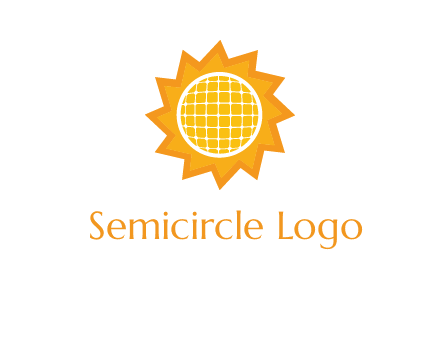 sun and solar panel logo