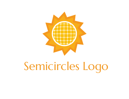 sun and solar panel logo