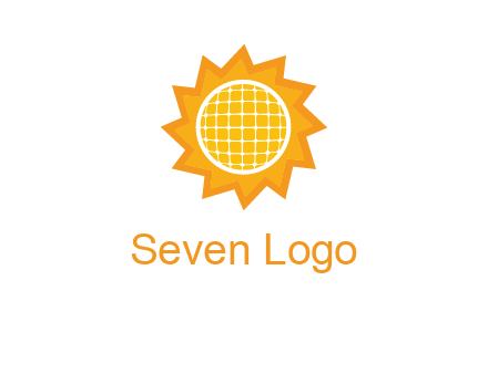sun and solar panel logo