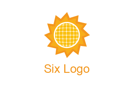 sun and solar panel logo