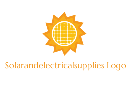 sun and solar panel logo