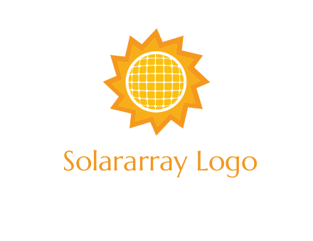 sun and solar panel logo