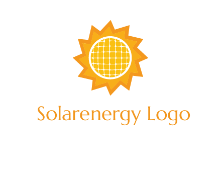 sun and solar panel logo