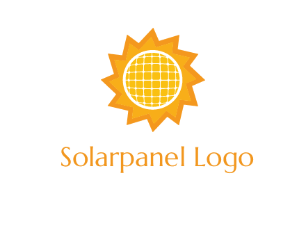 sun and solar panel logo