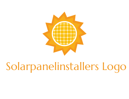 sun and solar panel logo