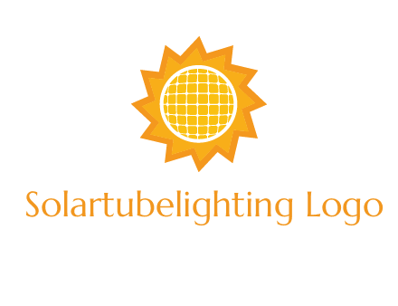 sun and solar panel logo