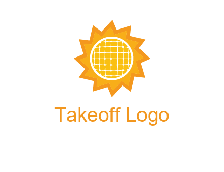 sun and solar panel logo