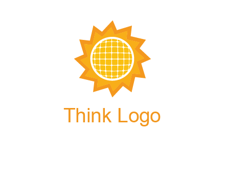 sun and solar panel logo