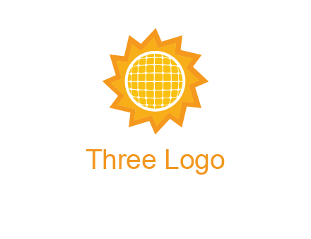 sun and solar panel logo