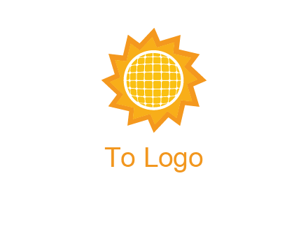 sun and solar panel logo