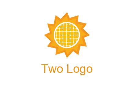 sun and solar panel logo