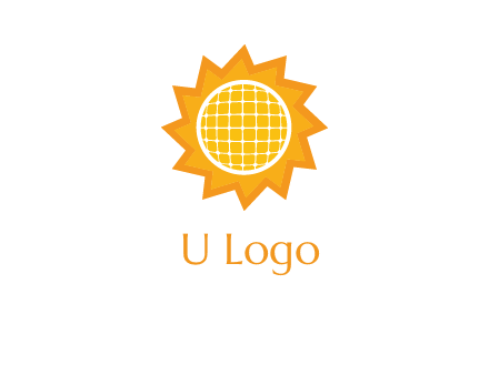 sun and solar panel logo