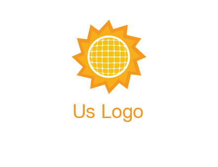 sun and solar panel logo