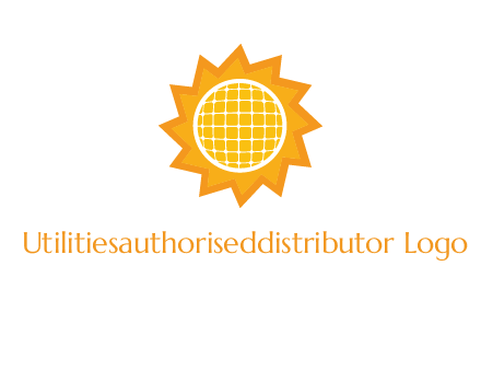 sun and solar panel logo