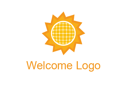 sun and solar panel logo
