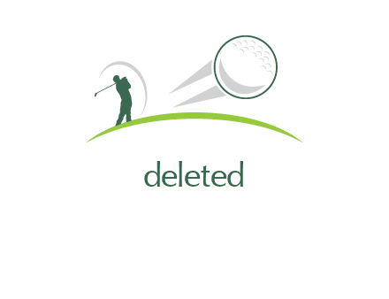 man swinging club and flying golf ball logo