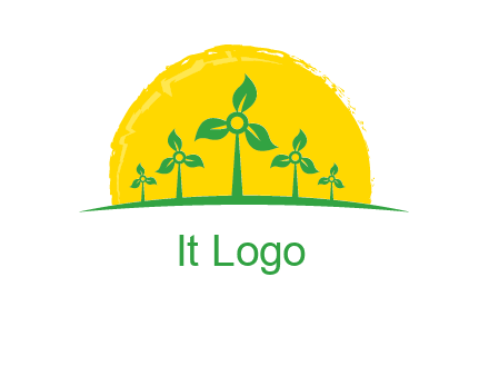 leaves wind turbine logo