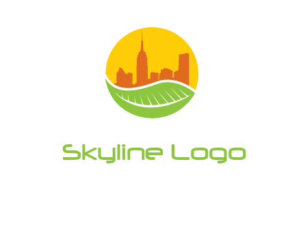 skyline building on leaf logo
