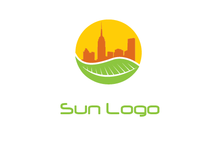 skyline building on leaf logo