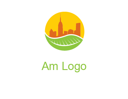 skyline building on leaf logo