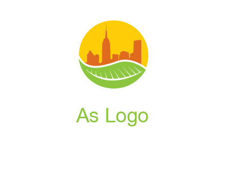 skyline building on leaf logo