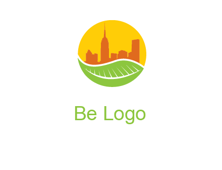 skyline building on leaf logo