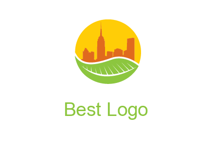 skyline building on leaf logo