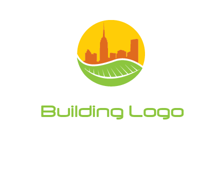 skyline building on leaf logo