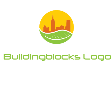 skyline building on leaf logo