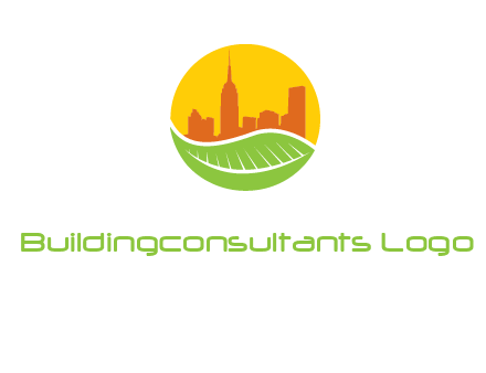 skyline building on leaf logo