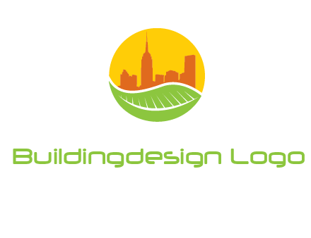 skyline building on leaf logo