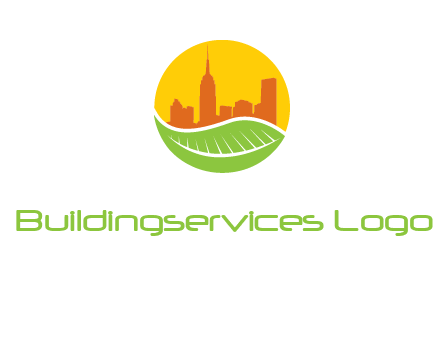 skyline building on leaf logo