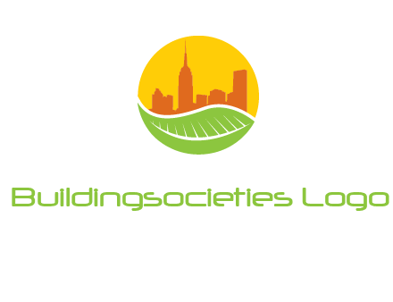 skyline building on leaf logo