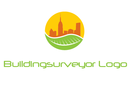 skyline building on leaf logo