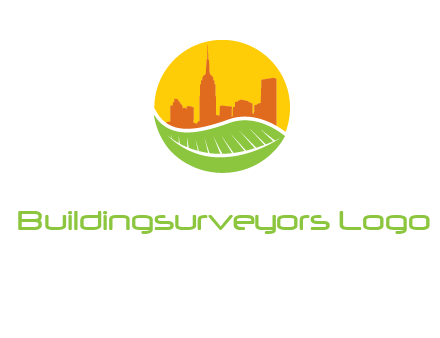 skyline building on leaf logo