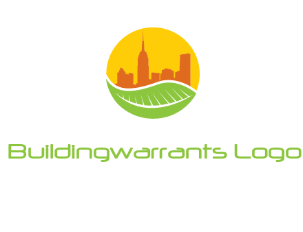 skyline building on leaf logo