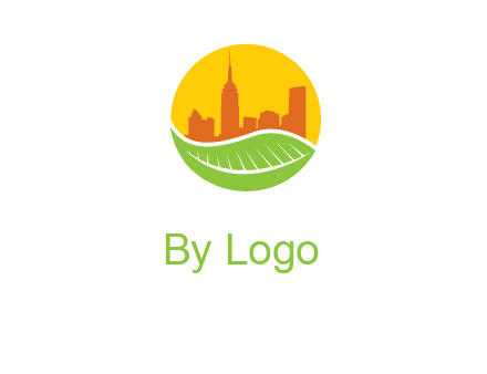 skyline building on leaf logo