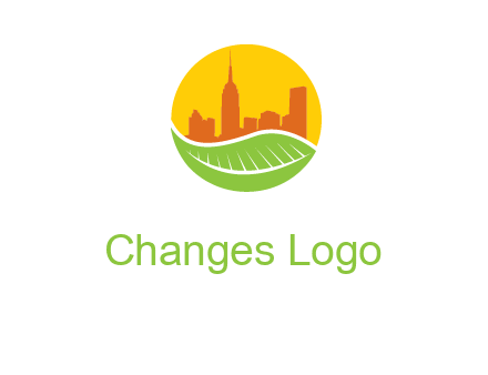 skyline building on leaf logo
