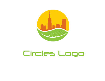 skyline building on leaf logo