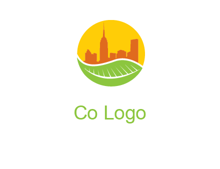 skyline building on leaf logo